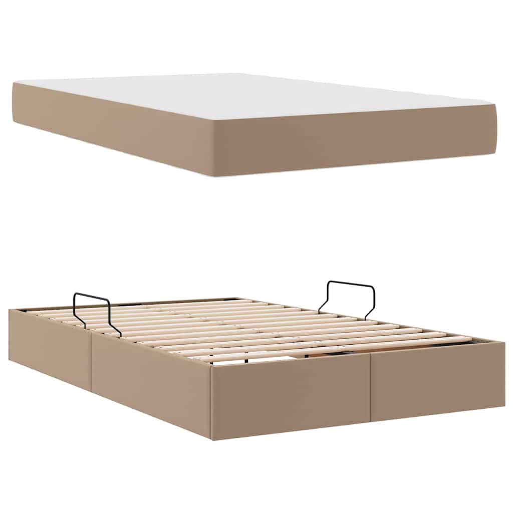 Letto con contenitore e materasso 2 pcs Cappuccino Pelle | homemem39