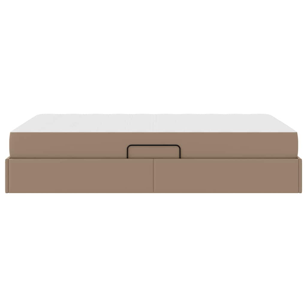 Letto con contenitore e materasso 2 pcs Cappuccino Pelle | homemem39