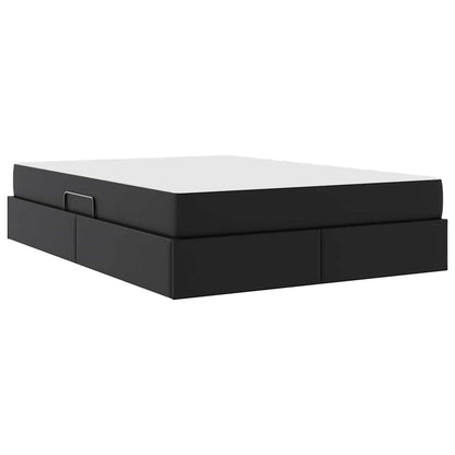 Letto con contenitore e materasso 2 pcs Nero Pelle | homemem39