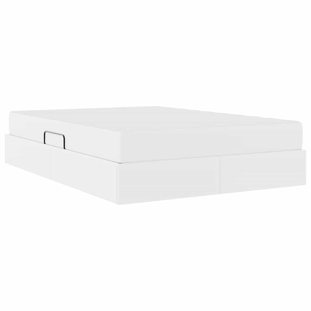 Letto con contenitore e materasso 2 pcs Bianco Pelle | homemem39