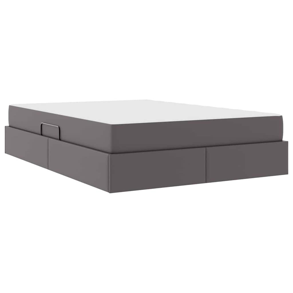 Letto con contenitore e materasso 2 pcs Grigio Pelle | homemem39