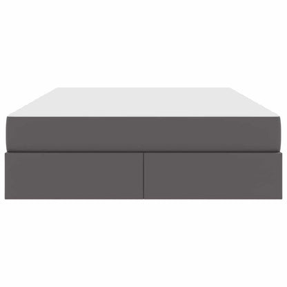 Letto con contenitore e materasso 2 pcs Grigio Pelle | homemem39