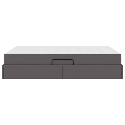 Letto con contenitore e materasso 2 pcs Grigio Pelle | homemem39