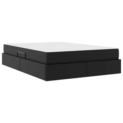 Letto con contenitore e materasso 2 pcs Nero Pelle | homemem39