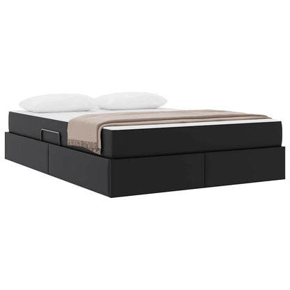 Letto con contenitore e materasso 2 pcs Nero Pelle | homemem39