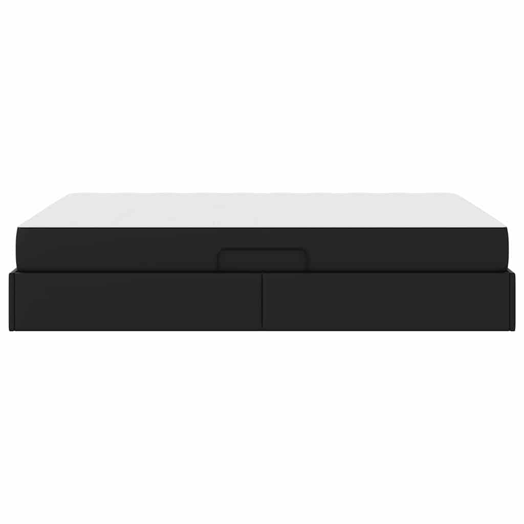 Letto con contenitore e materasso 2 pcs Nero Pelle | homemem39