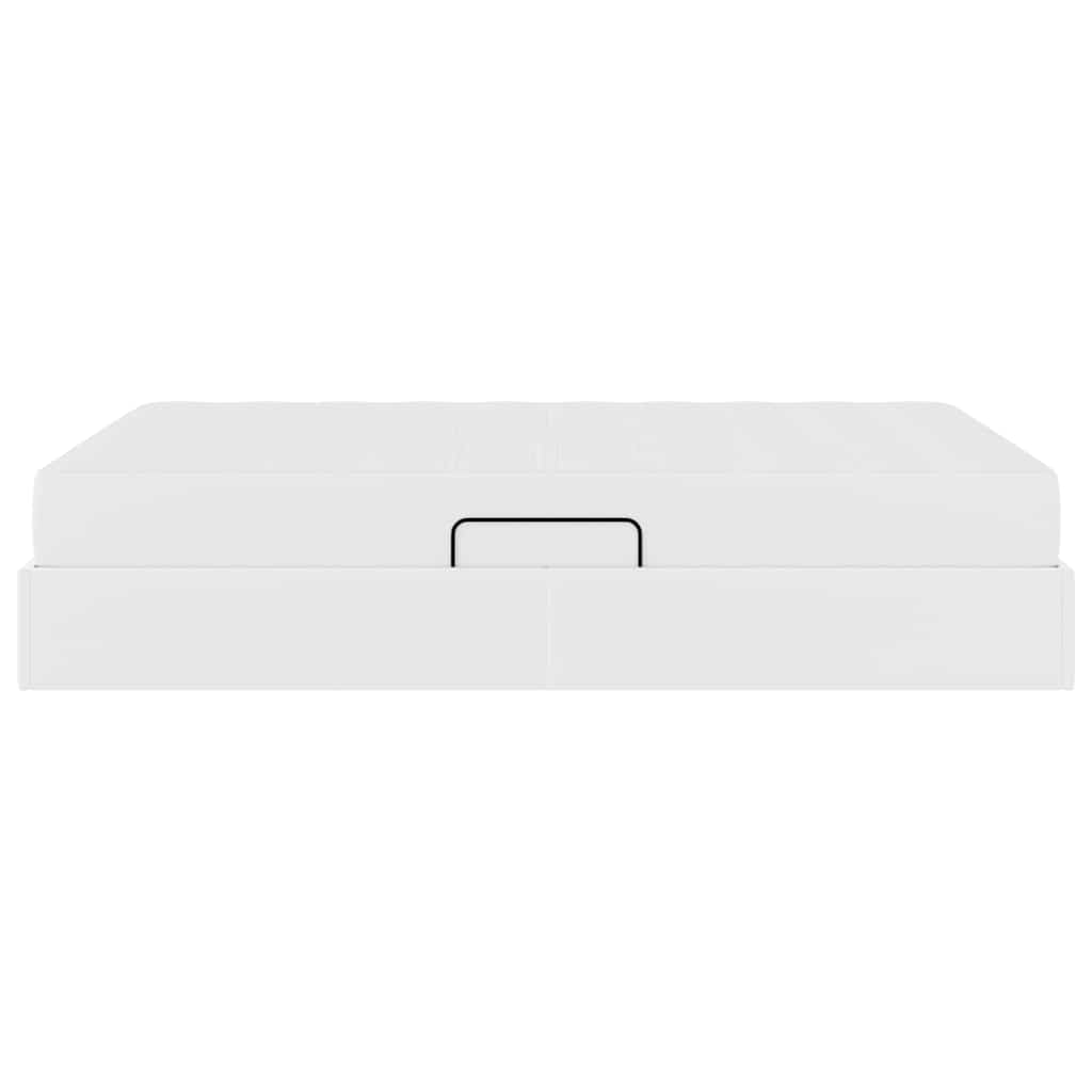 Letto con contenitore e materasso 2 pcs Bianco Pelle | homemem39