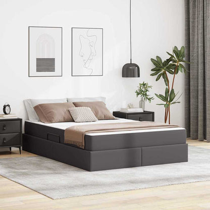 Letto con contenitore e materasso 2 pcs Grigio Pelle | homemem39