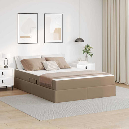 Letto con contenitore e materasso 2 pcs Cappuccino Pelle | homemem39