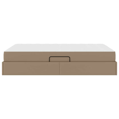 Letto con contenitore e materasso 2 pcs Cappuccino Pelle | homemem39