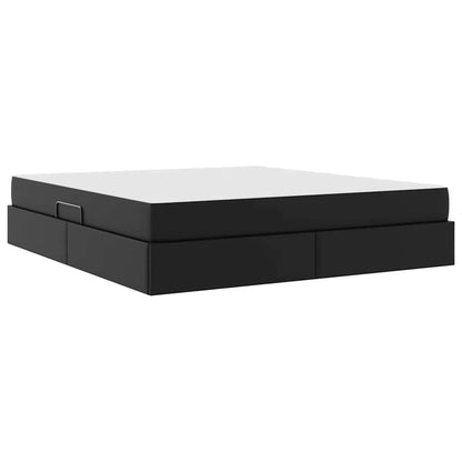 Letto con contenitore e materasso 2 pcs Nero Pelle | homemem39