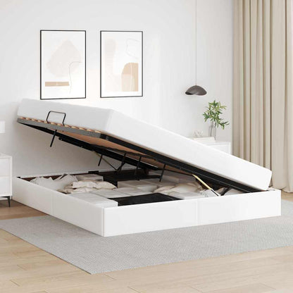 Letto con contenitore e materasso 2 pcs Bianco Pelle | homemem39