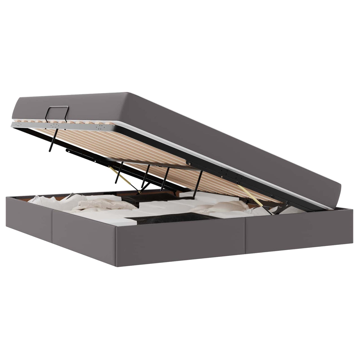 Letto con contenitore e materasso 2 pcs Grigio Pelle | homemem39
