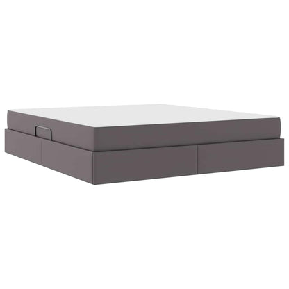 Letto con contenitore e materasso 2 pcs Grigio Pelle | homemem39