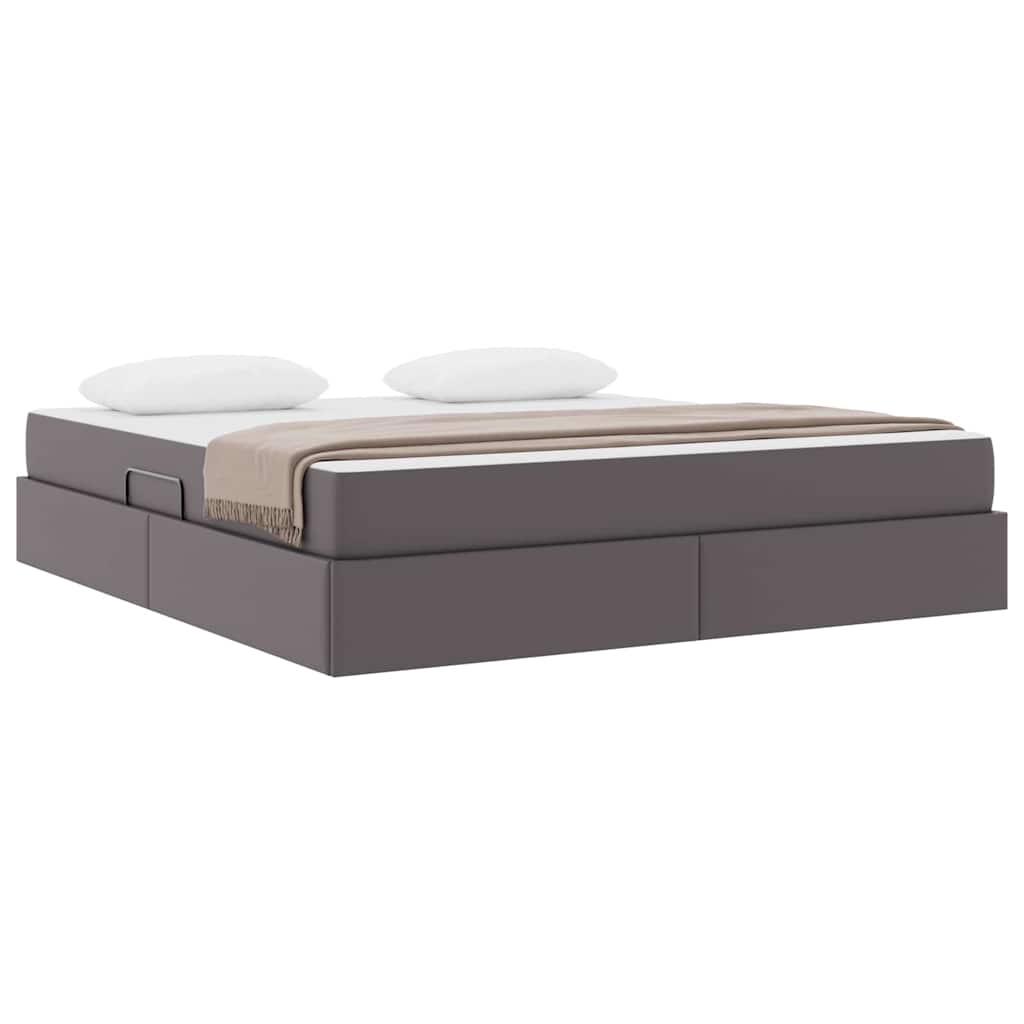 Letto con contenitore e materasso 2 pcs Grigio Pelle | homemem39