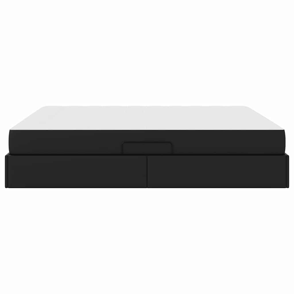 Letto con contenitore e materasso 2 pcs Nero Pelle | homemem39