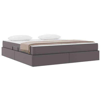 Letto con contenitore e materasso 2 pcs Grigio Pelle | homemem39