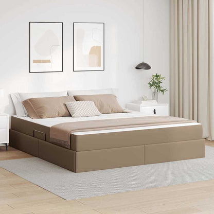 Letto con contenitore e materasso 2 pcs Cappuccino Pelle | homemem39