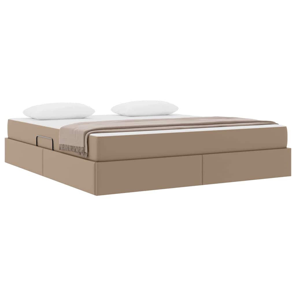 Letto con contenitore e materasso 2 pcs Cappuccino Pelle | homemem39