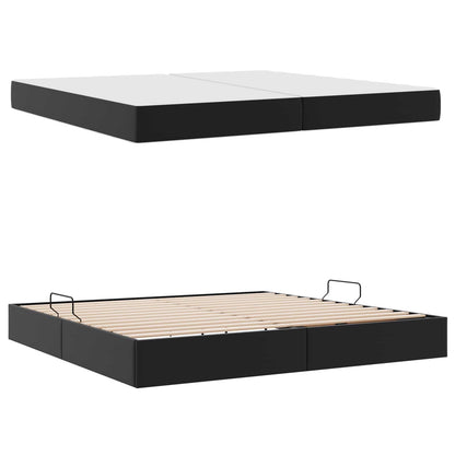 Letto con contenitore e materasso 2 pcs Nero Pelle | homemem39