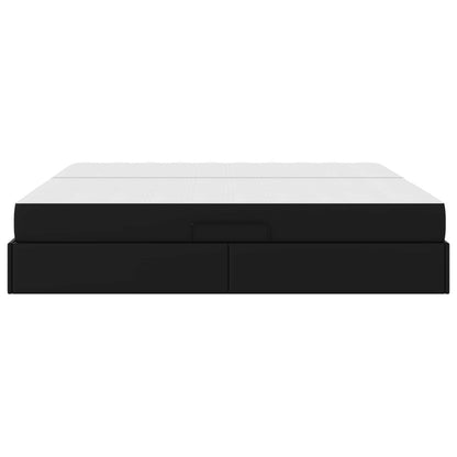 Letto con contenitore e materasso 2 pcs Nero Pelle | homemem39