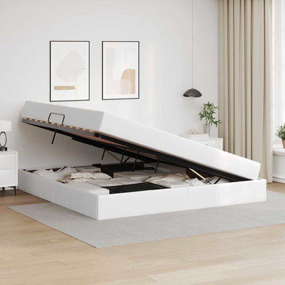 Letto con contenitore e materasso 2 pcs Bianco Pelle | homemem39