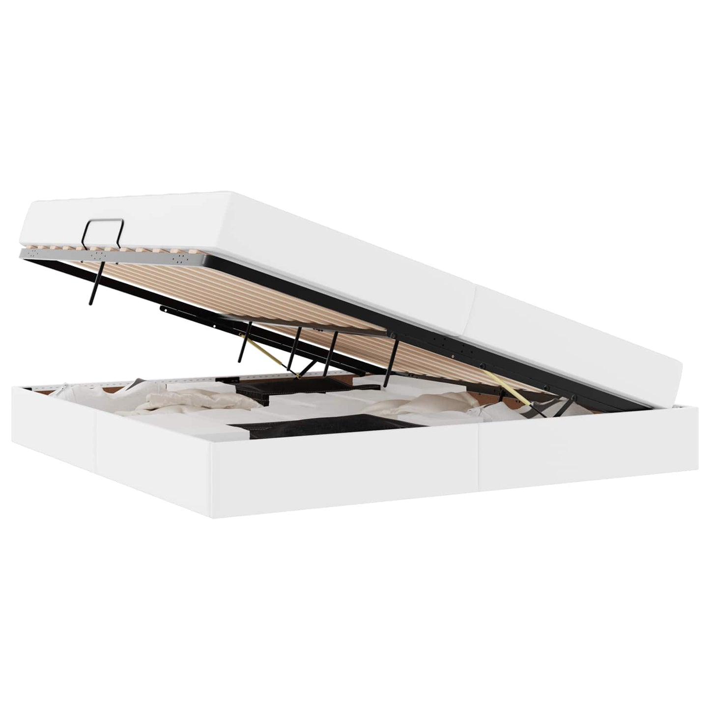 Letto con contenitore e materasso 2 pcs Bianco Pelle | homemem39
