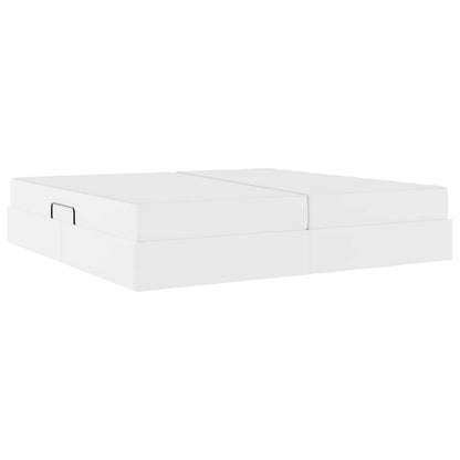 Letto con contenitore e materasso 2 pcs Bianco Pelle | homemem39