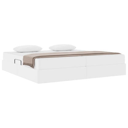 Letto con contenitore e materasso 2 pcs Bianco Pelle | homemem39