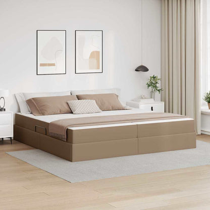 Letto con contenitore e materasso 2 pcs Cappuccino Pelle | homemem39
