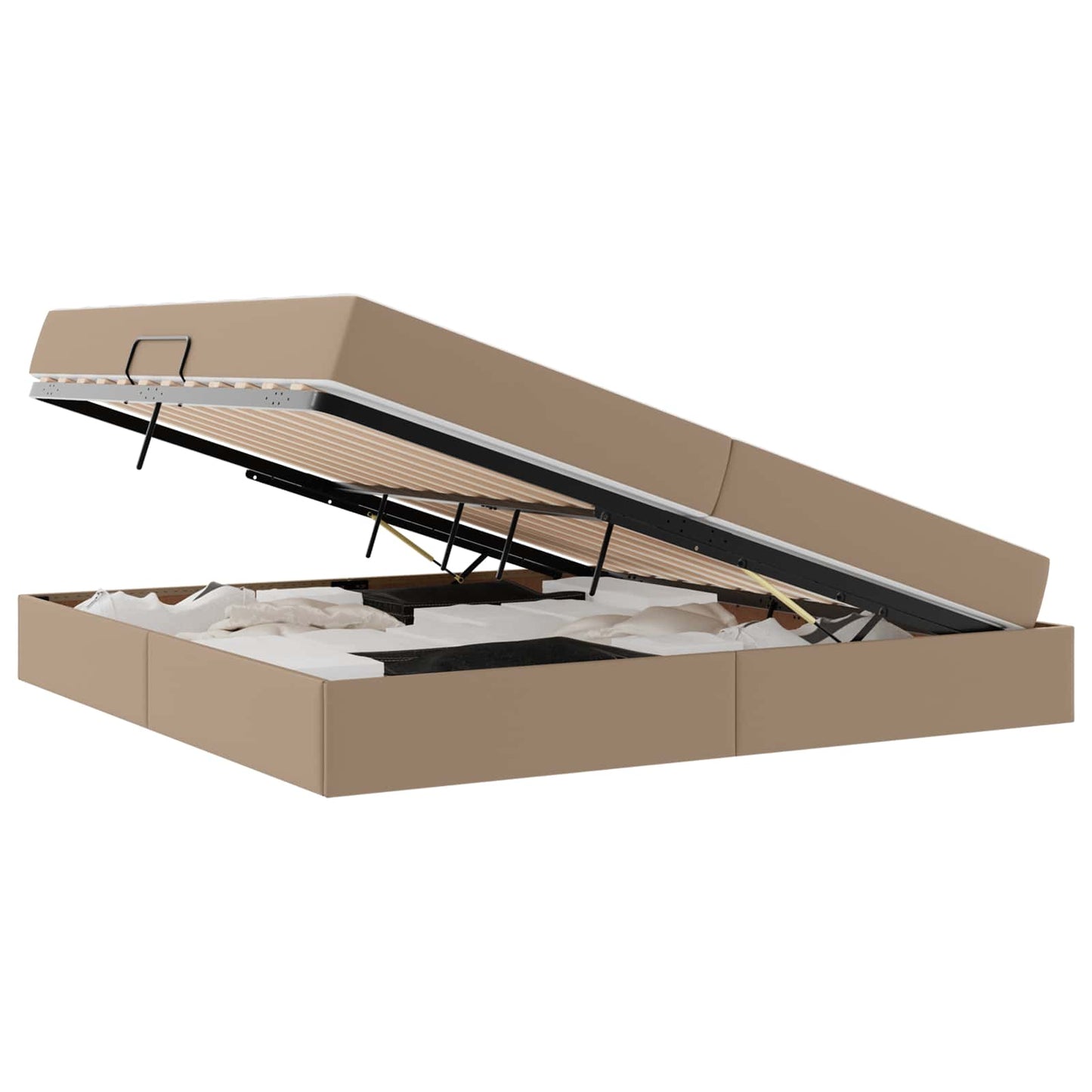Letto con contenitore e materasso 2 pcs Cappuccino Pelle | homemem39
