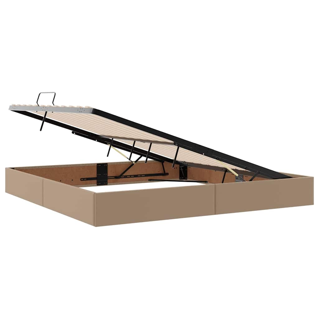 Letto con contenitore e materasso 2 pcs Cappuccino Pelle | homemem39