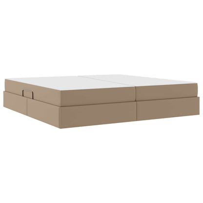 Letto con contenitore e materasso 2 pcs Cappuccino Pelle | homemem39