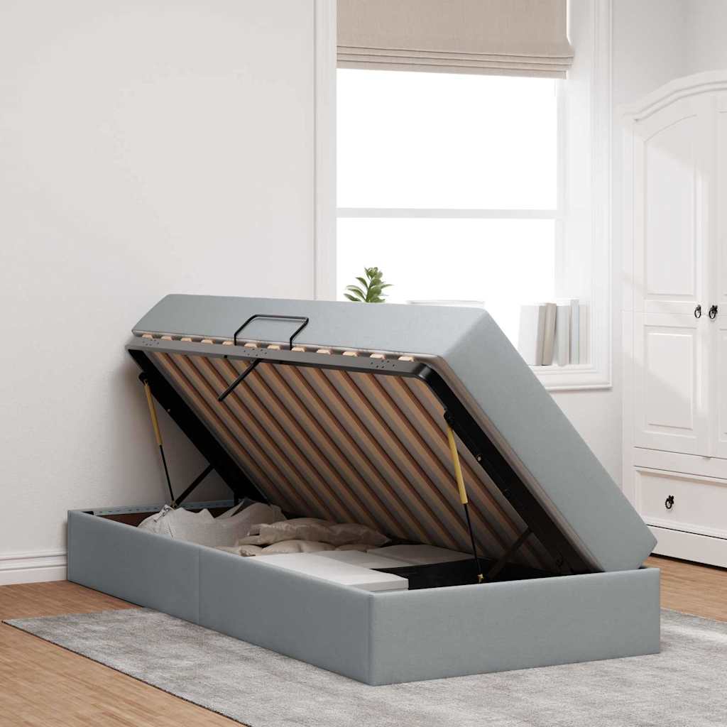 Letto con contenitore e materasso Grigio chiaro 90 x 190 cm | homemem39
