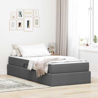 Letto con contenitore e materasso Grigio scuro 90 x 190 cm