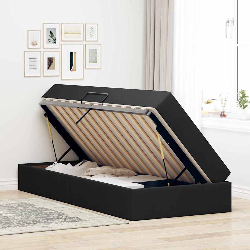 Letto con contenitore e materasso Nero 90 x 190 cm Poliestere | homemem39