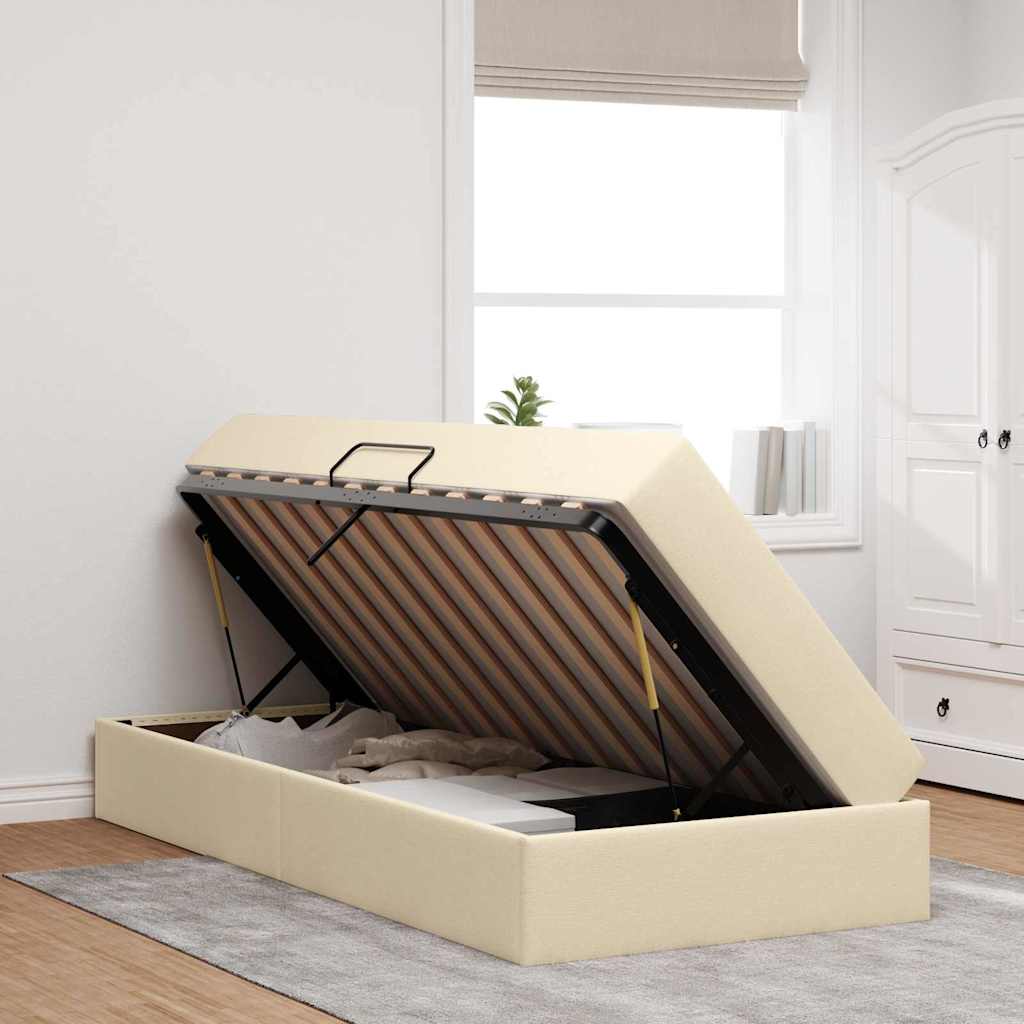 Letto con contenitore e materasso Crema 90 x 190 cm Poliestere | homemem39