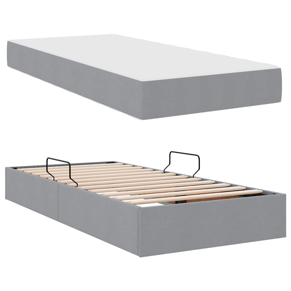 Letto con contenitore e materasso Grigio chiaro 90 x 200 cm | homemem39
