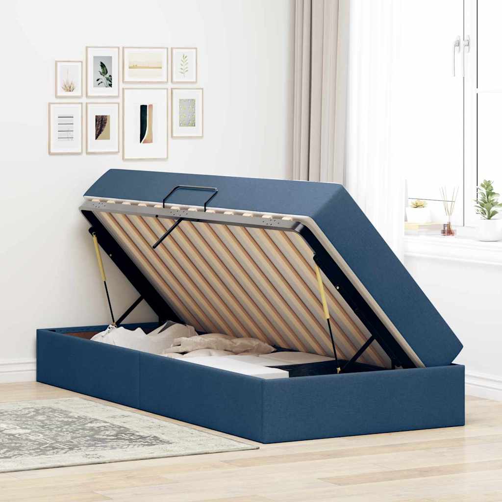 Letto con contenitore e materasso Blu 90 x 200 cm Poliestere | homemem39