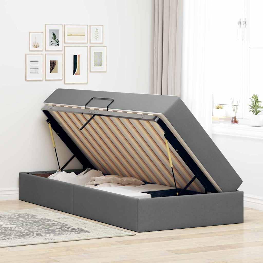 Letto con contenitore e materasso Grigio scuro 100 x 200 cm | homemem39