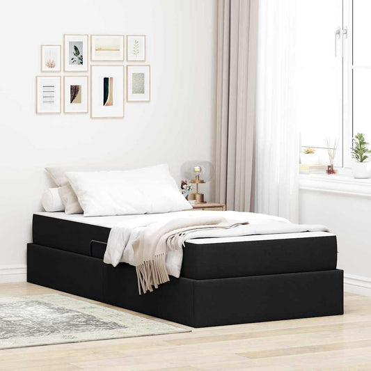 Letto con contenitore e materasso Nero 100 x 200 cm Poliestere | homemem39