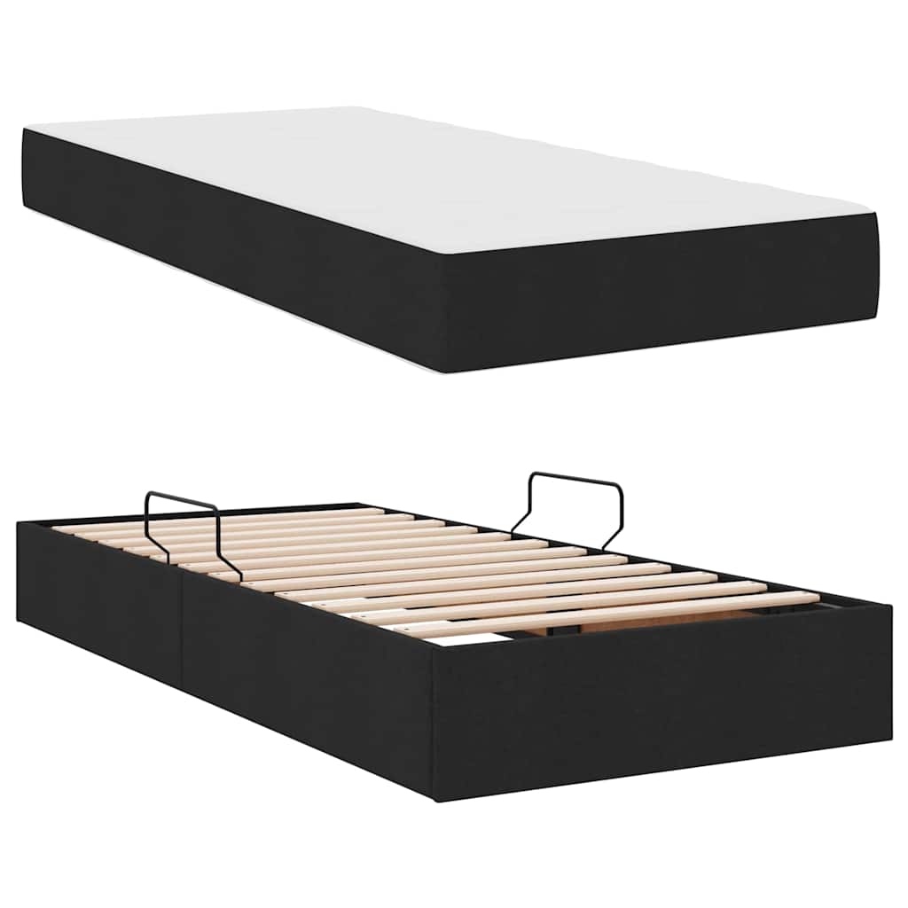 Letto con contenitore e materasso Nero 100 x 200 cm Poliestere | homemem39