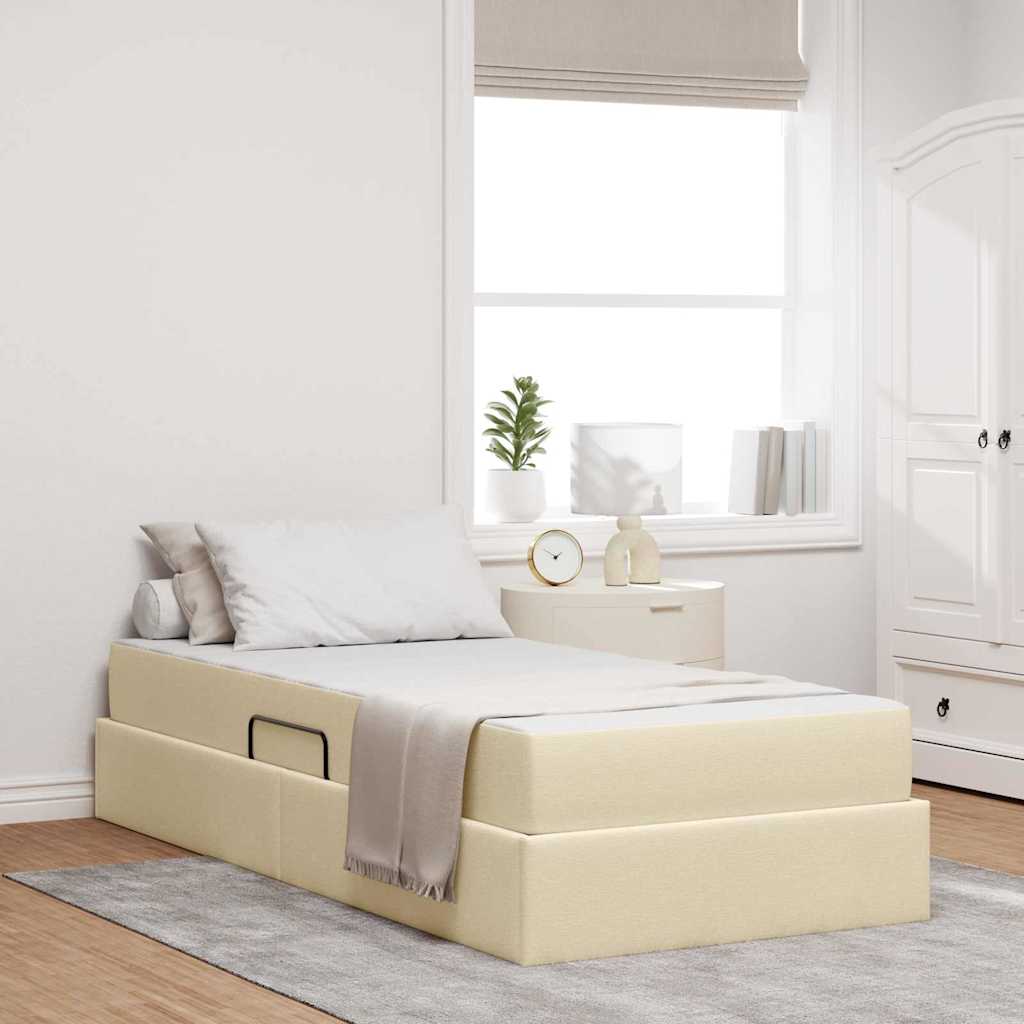 Letto con contenitore e materasso Crema 100 x 200 cm Poliestere | homemem39