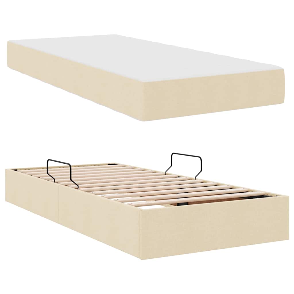 Letto con contenitore e materasso Crema 100 x 200 cm Poliestere | homemem39