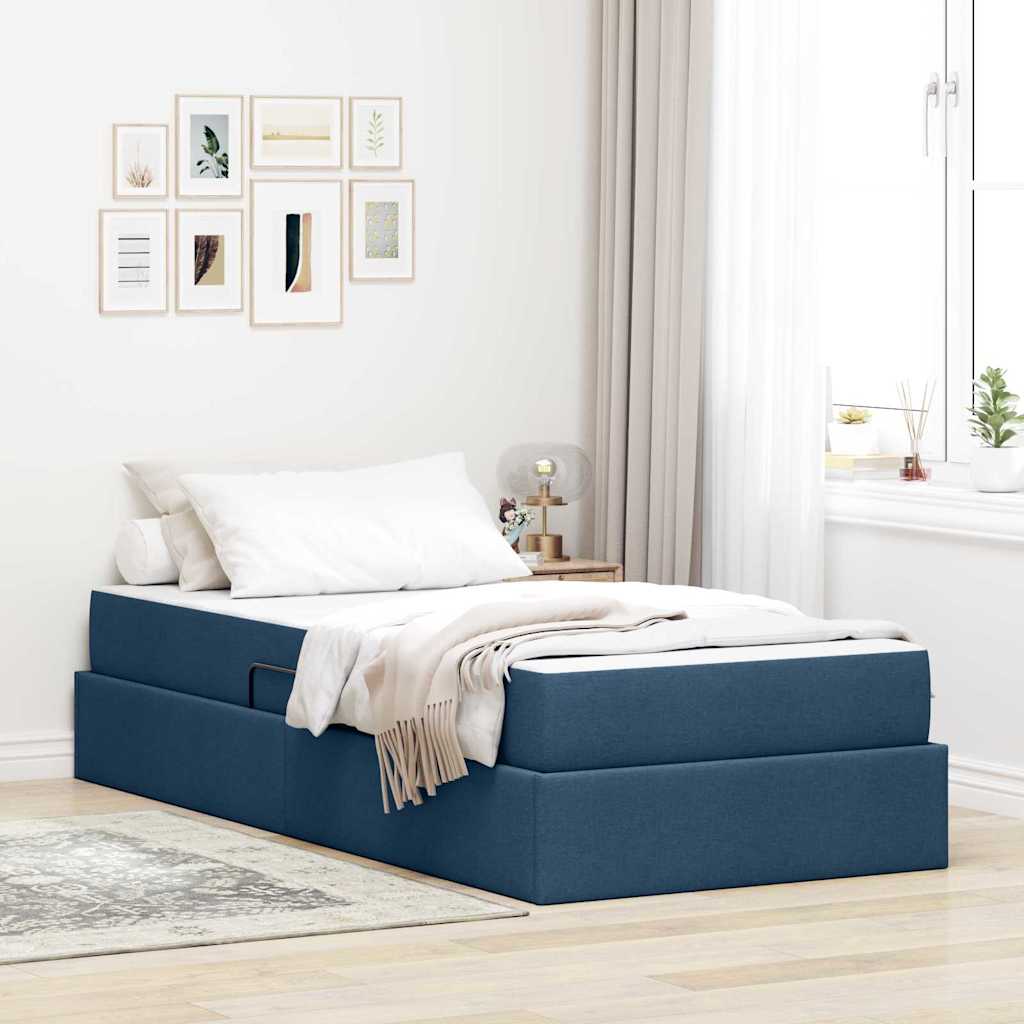 Letto con contenitore e materasso Blu 100 x 200 cm Poliestere | homemem39