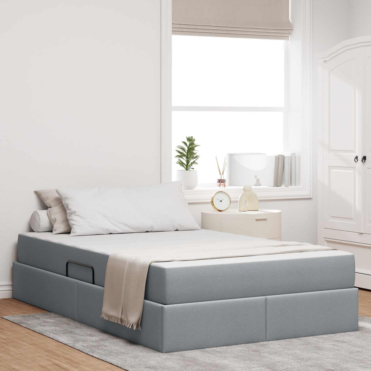 Letto con contenitore e materasso Grigio chiaro 120 x 190 cm | homemem39