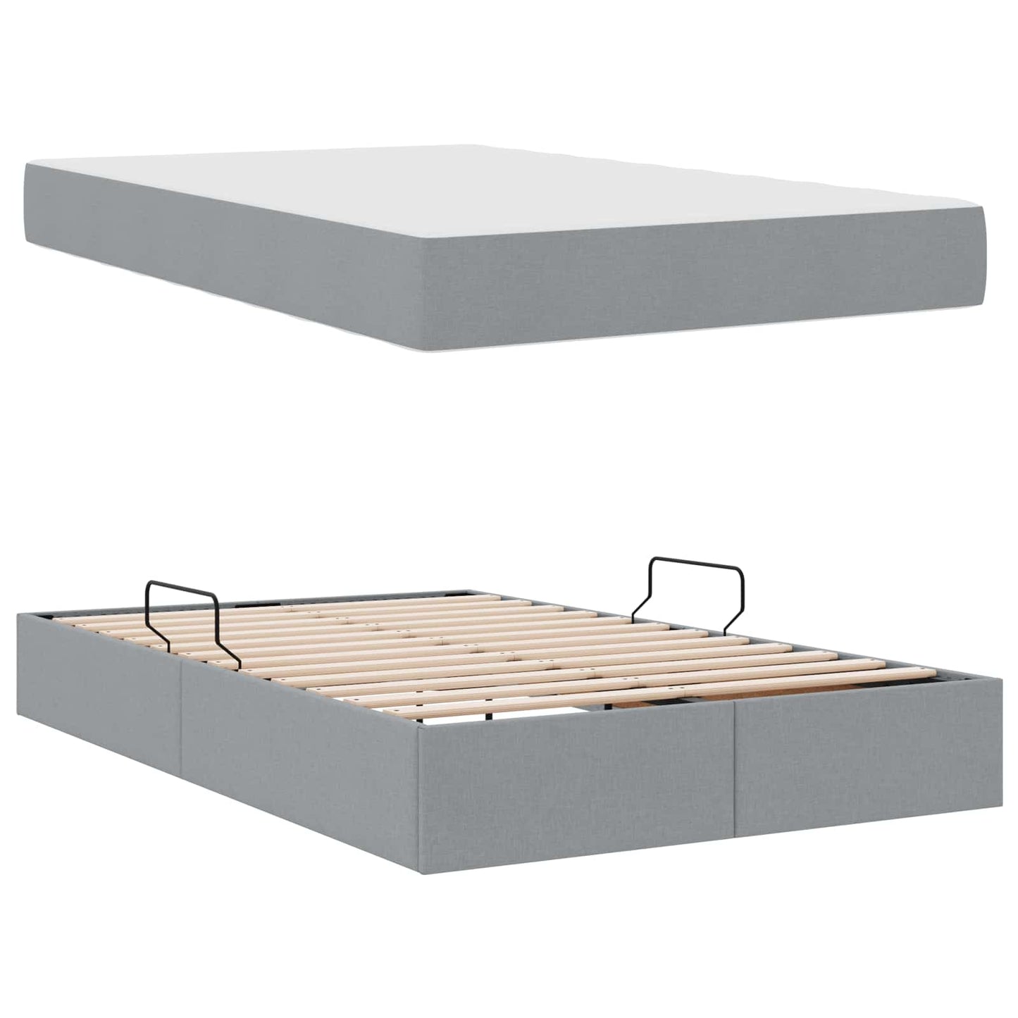 Letto con contenitore e materasso Grigio chiaro 120 x 190 cm | homemem39