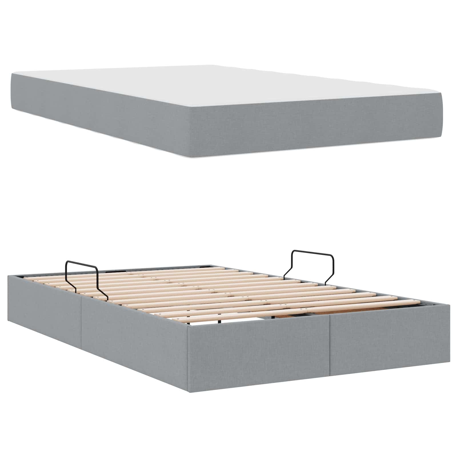 Letto con contenitore e materasso Grigio chiaro 120 x 190 cm | homemem39