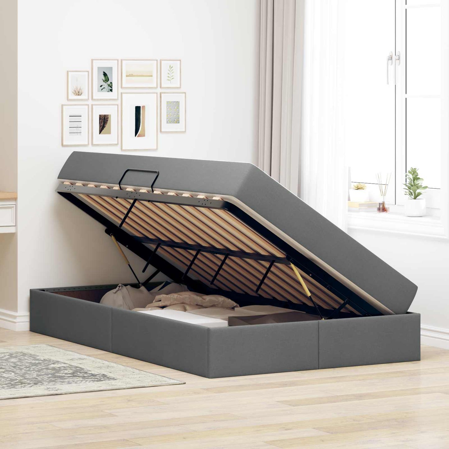 Letto con contenitore e materasso Grigio scuro 120 x 190 cm | homemem39