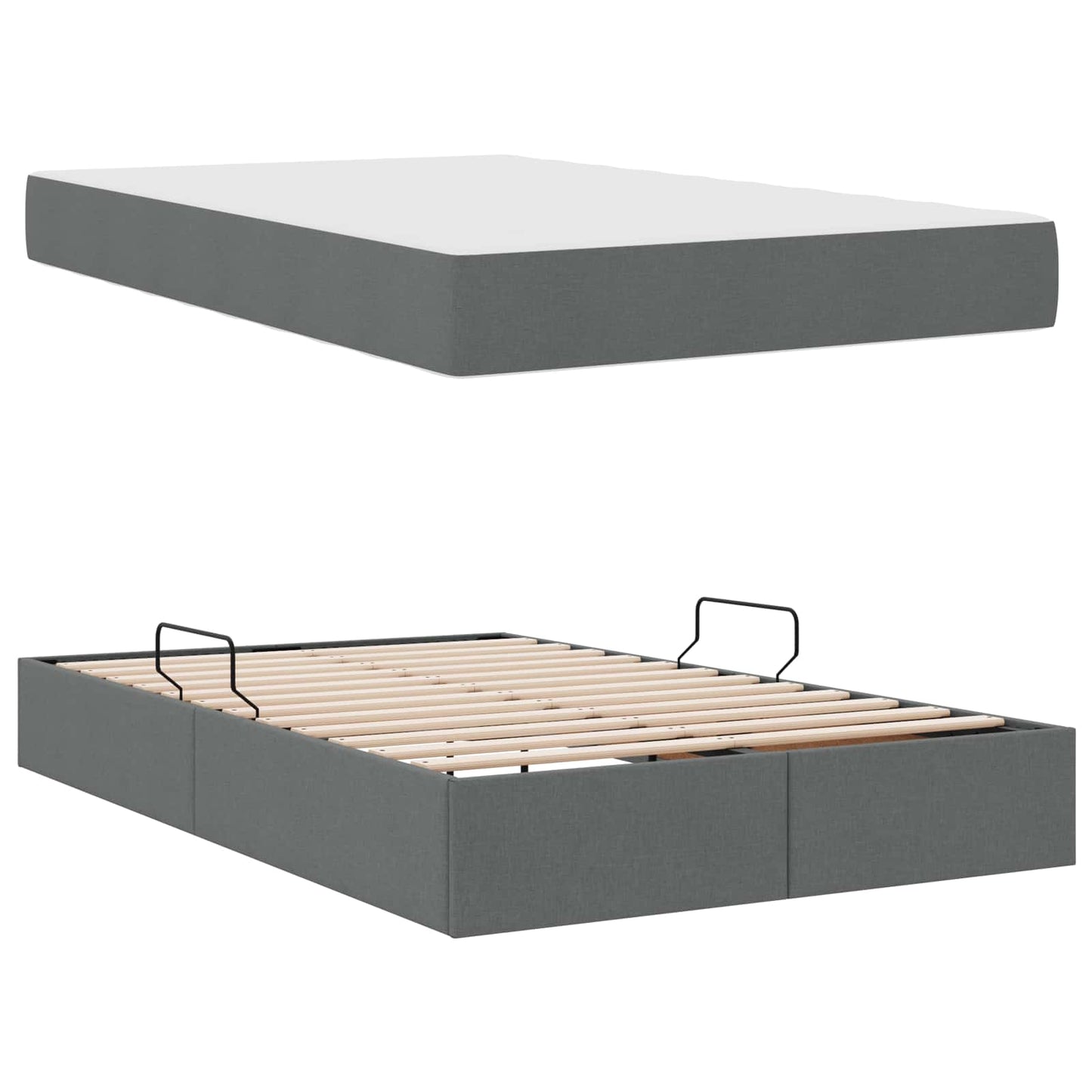 Letto con contenitore e materasso Grigio scuro 120 x 190 cm | homemem39
